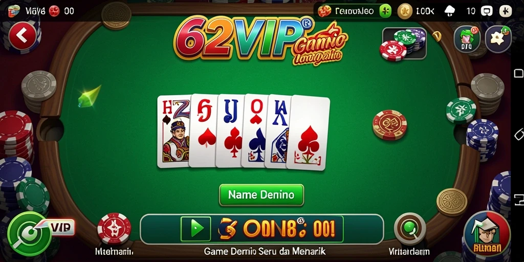 Tampilan gameplay menegangkan dari 62VIP dalam permainan Domino.