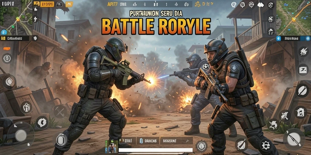 Tampilan seru dari gameplay API77 dalam pertempuran Battle Royale.