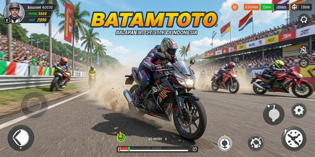Tampilan gameplay balapan motor yang seru dan menegangkan.