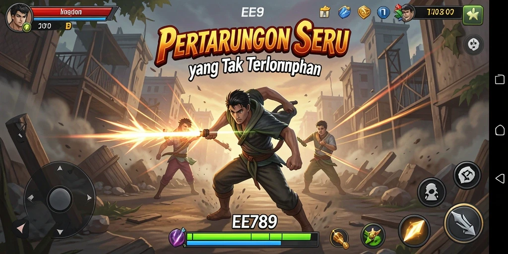 Screenshot gameplay EE789 menunjukkan aksi pertarungan yang intens.