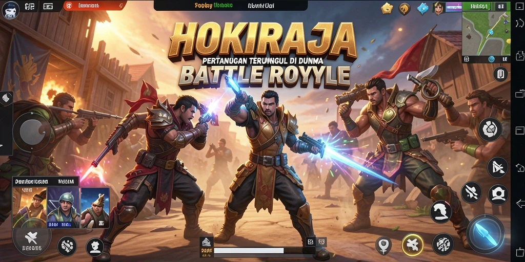 Gameplay HOKIRAJA yang seru dalam suasana Battle Royale.
