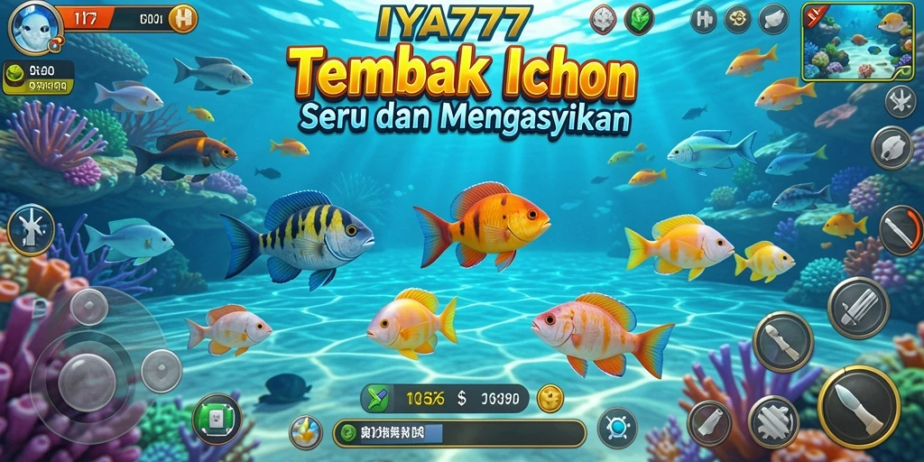 Tampilan gameplay seru dalam IYA777 dengan aksi menangkap ikan.