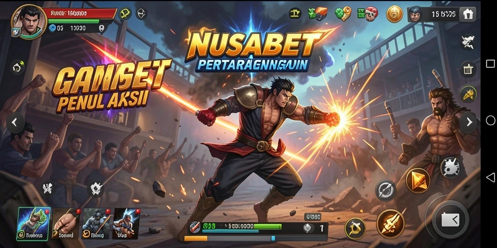 Screenshot gameplay NUSABET menampilkan pertarungan mendebarkan.