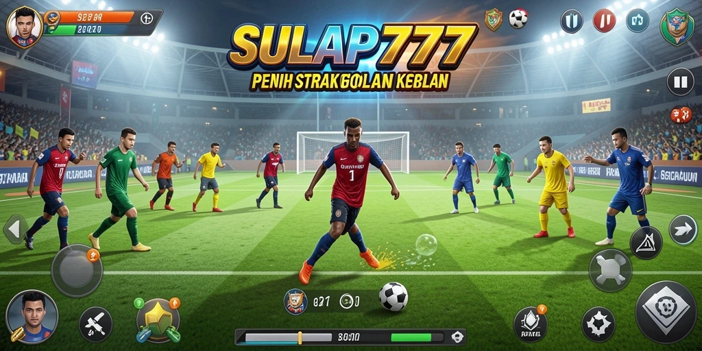 Tampilan gameplay SULAP777 yang mendebarkan di lapangan sepak bola.