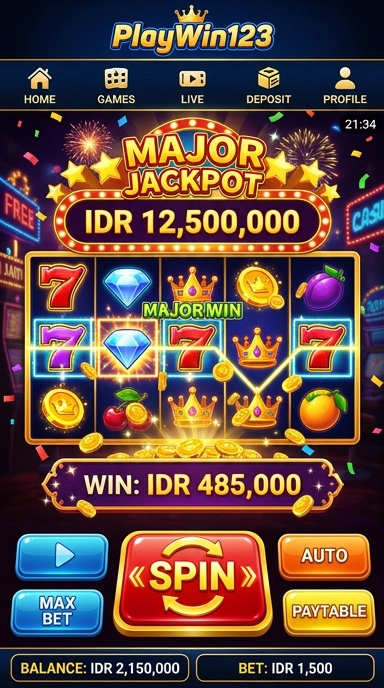 Tampilan utama aplikasi playwin123 yang menarik dan mudah digunakan.